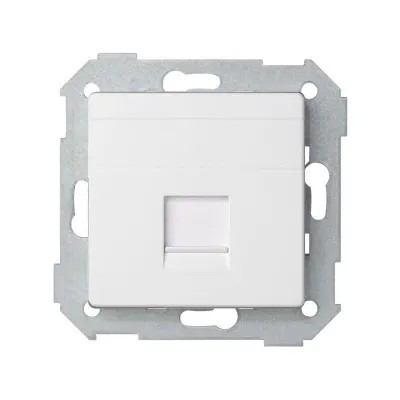 Накладка прямая со шторкой и суппортом на 1 разъем RJ45, мат.белый, S82C