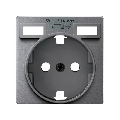 Накладка для розетки Schuko с з/у USB A+A, мат.алюминий, S82D