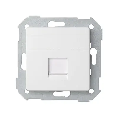 Накладка прямая со шторкой и суппортом на 1 разъем RJ45, белый, S82
