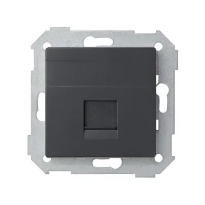 Накладка прямая со шторкой и суппортом на 1 разъем RJ45, графит, S82