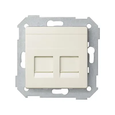 Накладка прямая со шторками и суппортом на 2 разъема RJ45, сл.кость, S82