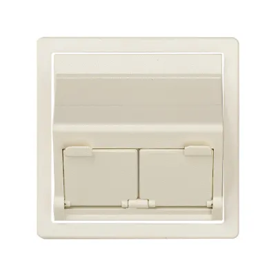 Накладка наклонная с суппортом на 2 разъема RJ45 со шторками, сл.кость, S82