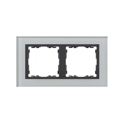 Рамка на 2 поста, стекло, серый/графит, S82N