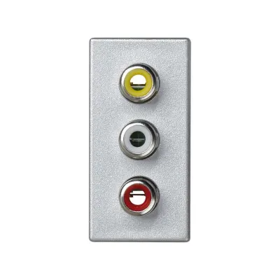 Розетка узкая 3RCA, алюминий, K45, Connect