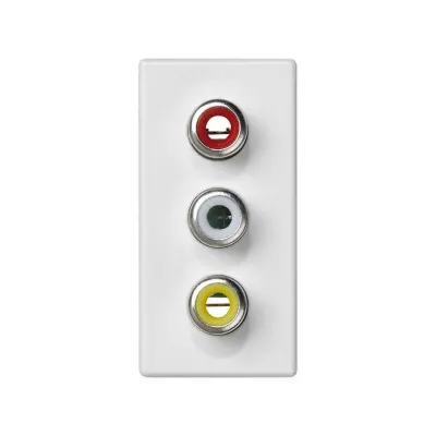 Розетка узкая 3RCA, белый, K45, Connect