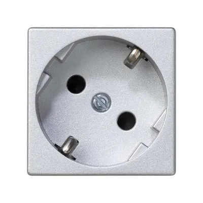 Розетка со шторками Schuko 2Р+Е 16A 250В~ безвинт., алюминий, K45, Connect