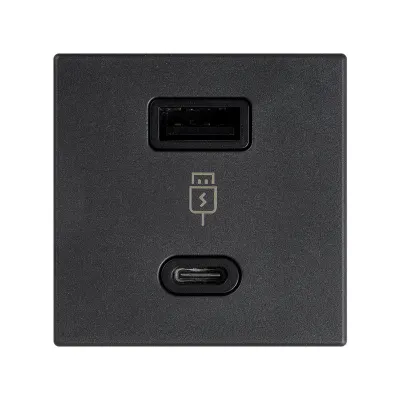 Зарядное устройство USB A+C 18W, 230В~, графит, K45, Connect