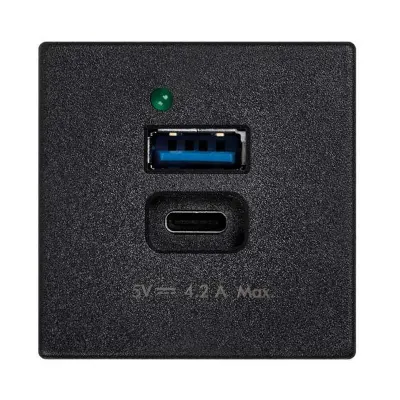 Зарядное устройство USB A+C 21W, 230В~, графит, K45, Connect