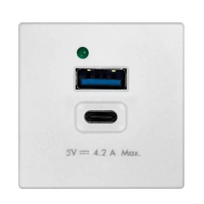 Зарядное устройство USB A+C 21W, 230В~, белый, K45, Connect