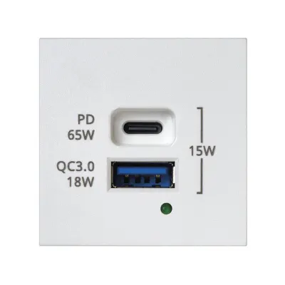Зарядное устройство USB A+C 65W, 230В~, белый, K45, Connect