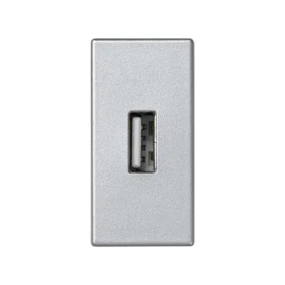Розетка узкая USB 2.0 (передача данных), алюминий, K45, Connect