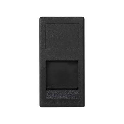 Накладка узкая прямая на 1 разъем RJ45 со шторкой, графит, K45, Connect