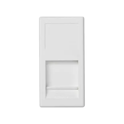 Накладка узкая прямая на 1 разъем RJ45 со шторкой, белый, K45, Connect