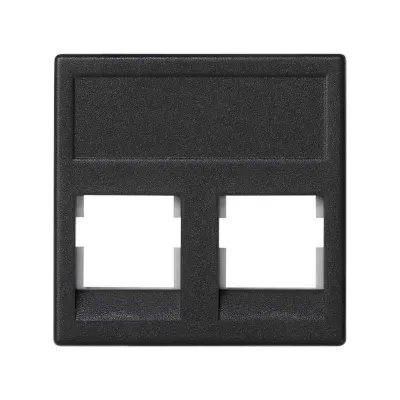Накладка прямая на 2 разъема RJ45 без шторок, графит, K45, Connect