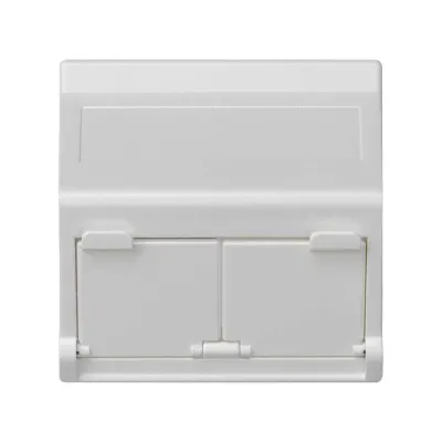 Накладка наклонная на 2 разъема RJ45 со шторками, белый, K45, Connect