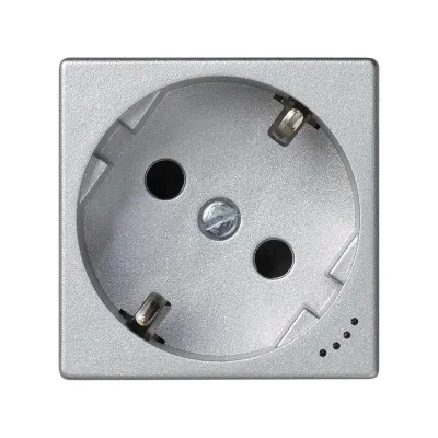 Розетка со шторками и индикатором Schuko 2Р+Е 16A 250В~ винт., алюминий, K45, Connect