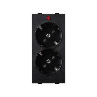Розетка двойная со шторками Schuko 2Р+Е 16A 250В~ винт., графит, Connect