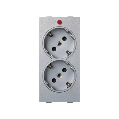 Розетка двойная со шторками Schuko 2Р+Е 16A 250В~ винт., алюминий, Connect