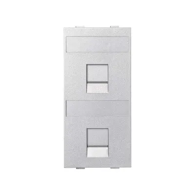 Модуль S прямой на 2 разъема RJ45 со шторками, алюминий, Connect