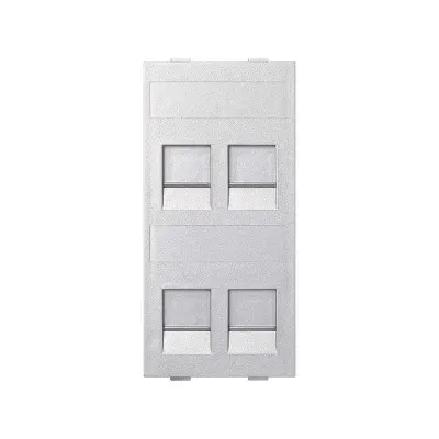 Модуль S прямой на 4 разъема RJ45 со шторками, алюминий, Connect