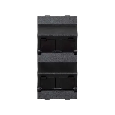 Модуль S наклонный на 4 разъема RJ45 со шторками, графит, Connect